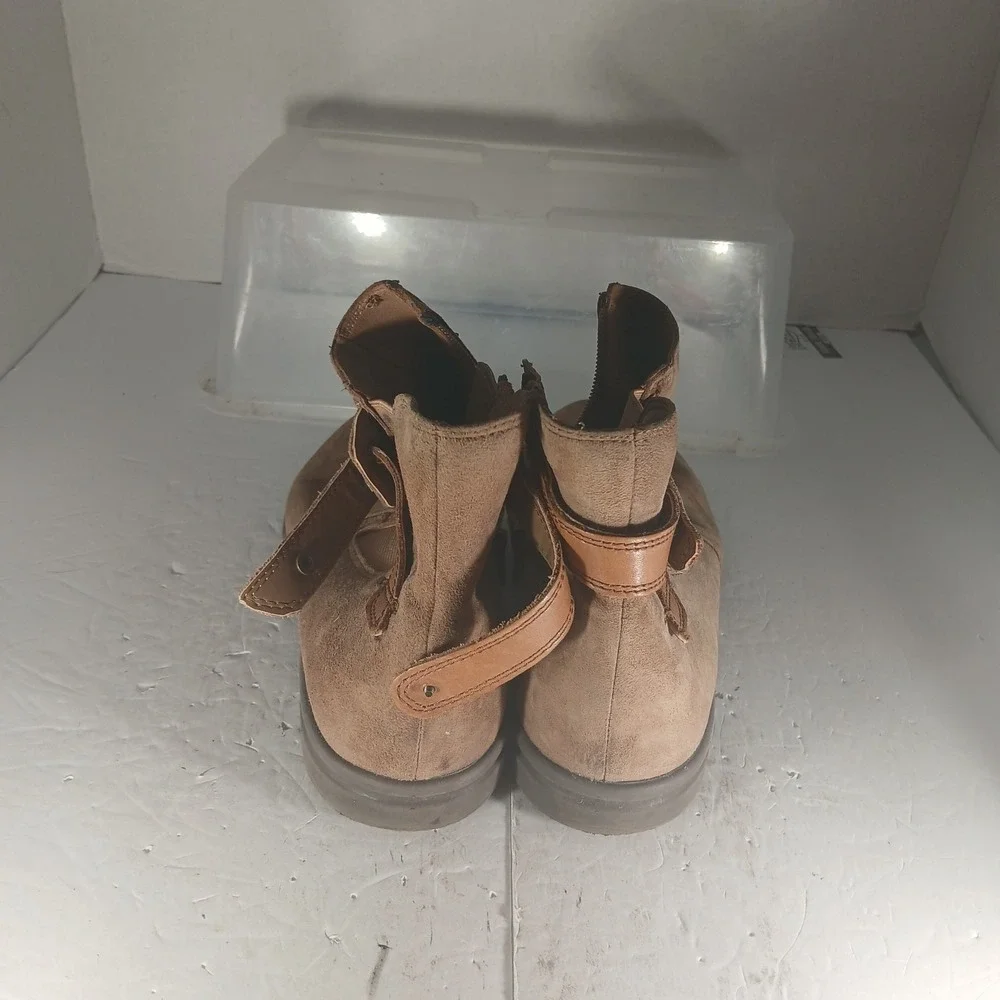 Clarks Ankle Boots 8.5 Brown Suede Ruched Zip Contoured Comfort 261616074080